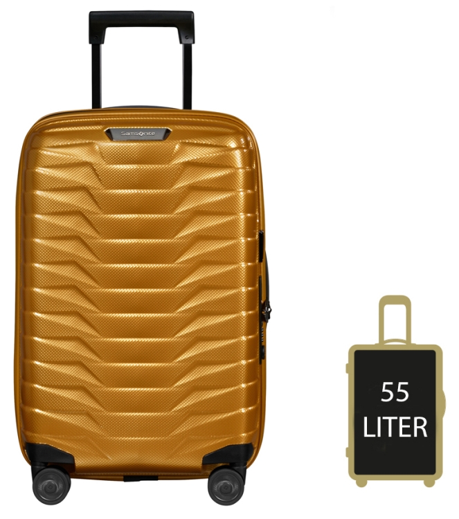 Samsonite Samsonite trolley <span>140087 6856 Proxis Spinner 55</span> Honey Gold Samsonite trolley <span>140087 6856 Proxis Spinner 55</span> 140087 6856 Proxis Spinner 55 geel - www.bremmerschoenen.live - Bremmer Schoenen