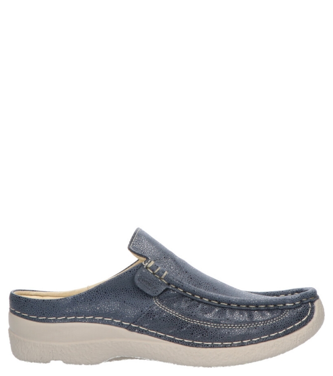 WOLKY SLIPPER <span>6202 Roll-slide 982 Denim Dots Nubuck</span> 6202 Roll-slide 982 Denim Dots Nubuck blauw - www.bremmerschoenen.live - Bremmer Schoenen