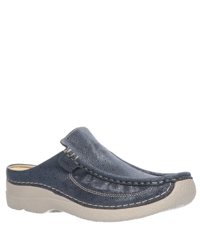 WOLKY SLIPPER <span>6202 Roll-slide 982 Denim Dots Nubuck</span> 6202 Roll-slide 982 Denim Dots Nubuck blauw - www.bremmerschoenen.live - Bremmer Schoenen